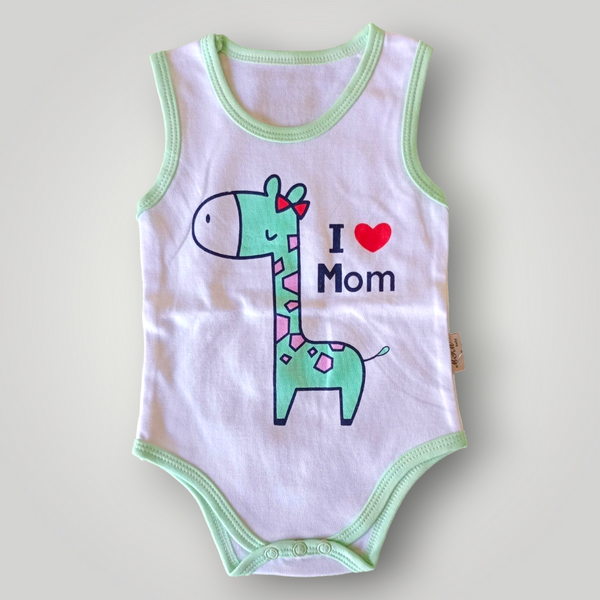 I Love Mom Giraffe Printed Bodysuit/Romper