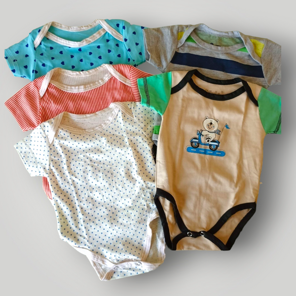 Set of 5 Bodysuits/Rompers (Multi Color)