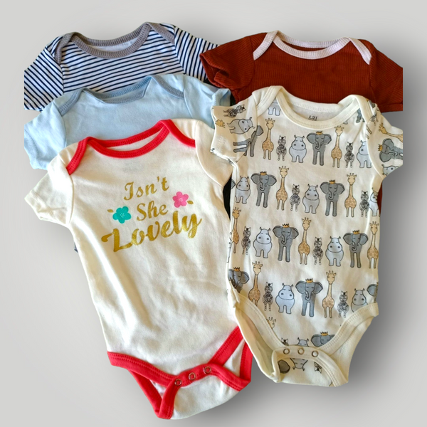 Set of 5 Bodysuits/Rompers for Baby Girls