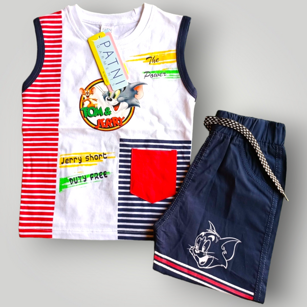 Tom & Jerry Printed Sandoz Style 2 Pc Suit