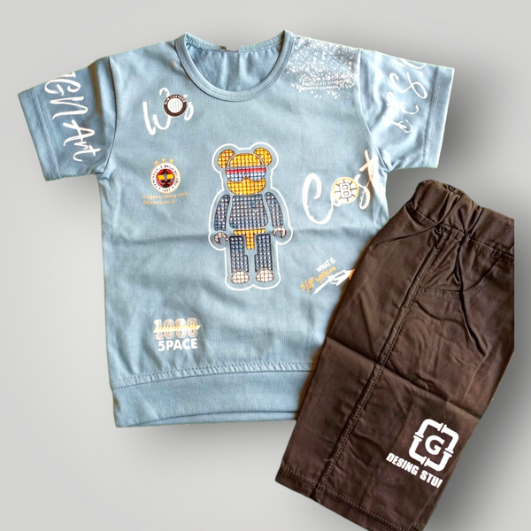 Bear Printed with Moti Work - 2 Pc Suit