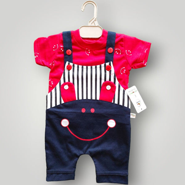 Red Smiley Design Dungaree Style Suit