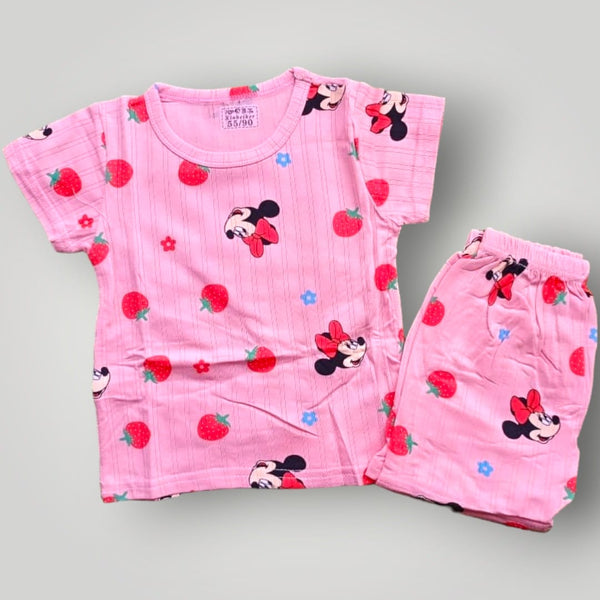 Mini Mouse Printed Pink Soft/Malai Stuff Suit (Imported)