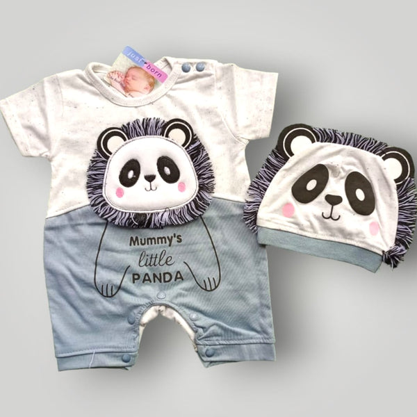 Mommy's Little Panda Romper with Cap - Imported